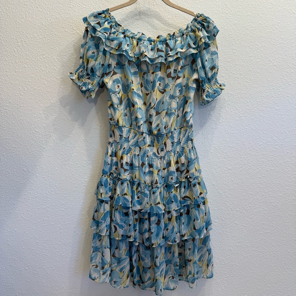 Lauren Ralph Lauren Blue Floral Ruffle Dress